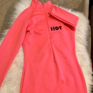 Turtle neck long sleeve pink dress